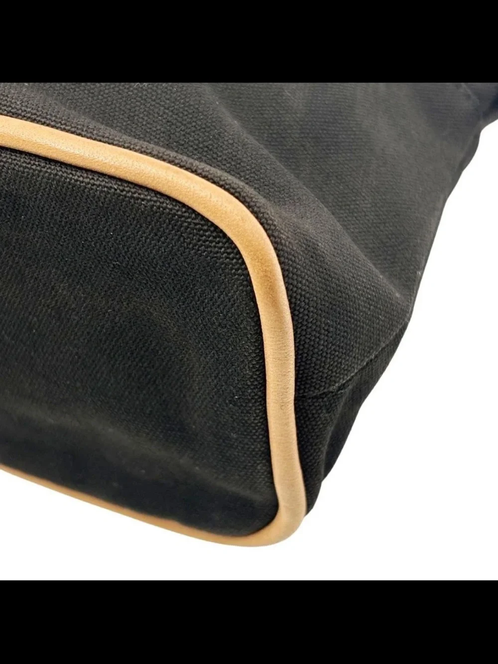 Hermes Black Canvas and Tan Trim Toiletry Pouch